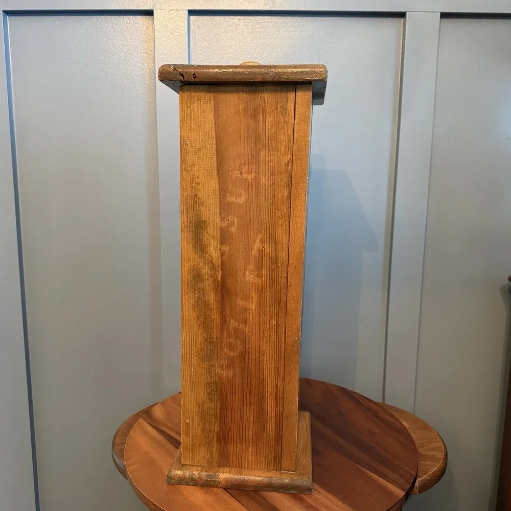 Vintage Wooden Bath Tissue Holder Storage Cabinet Heart Tower Farm Cottagecore